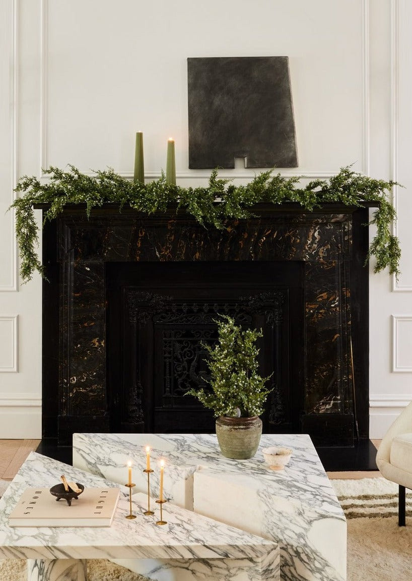 Afloral Artificial Juniper Garland with Berries on Mantel