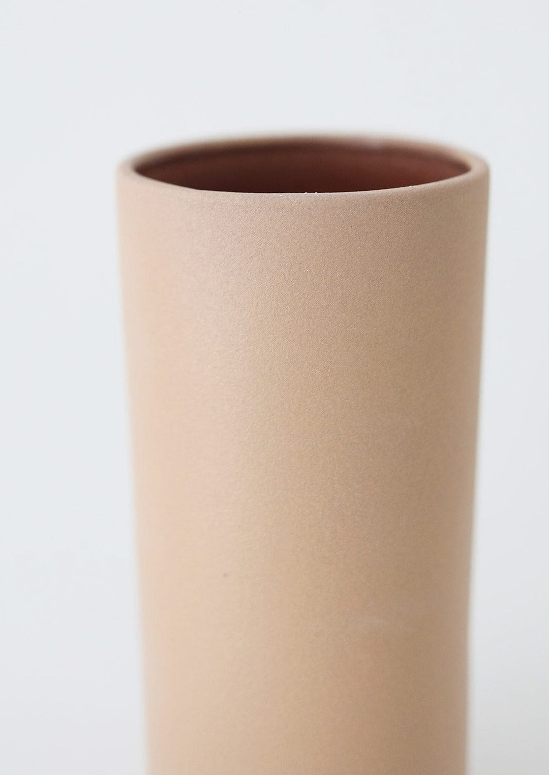 Watertight Ceramic Cylinder Vase in Neutral Tan