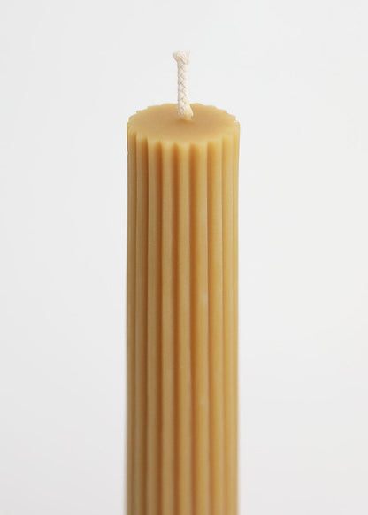 Natural Yellow Beeswax Fluted Candle at Afloral