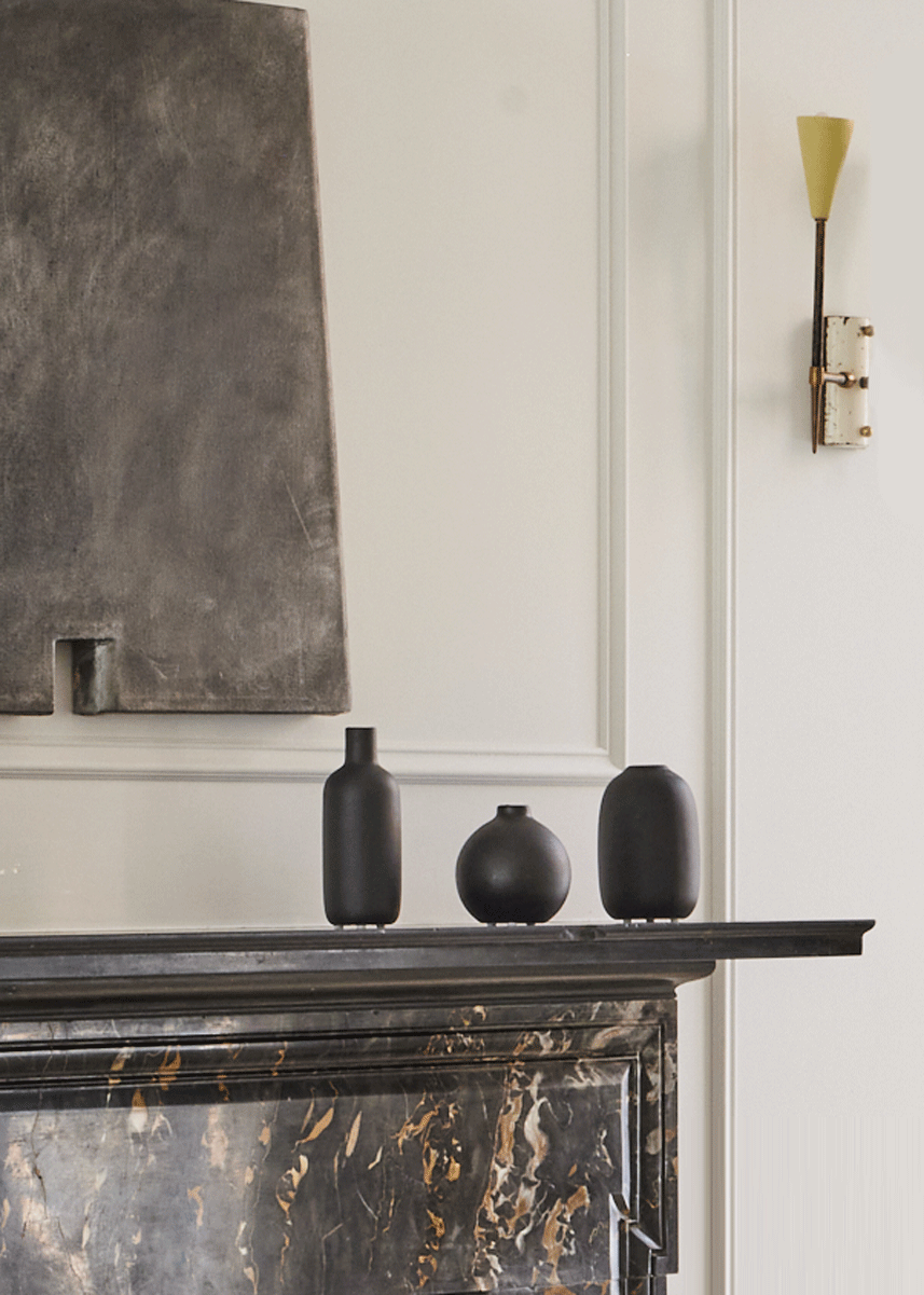 Afloral Small Black Bud Vases Styled on Mantel