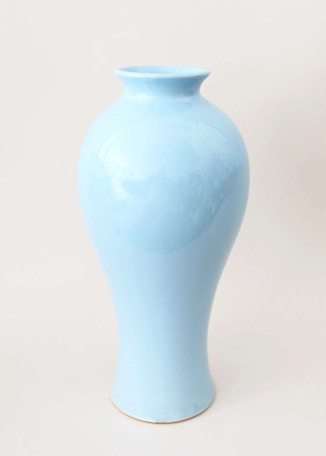 Glossy Tall Blue Ceramic Vase