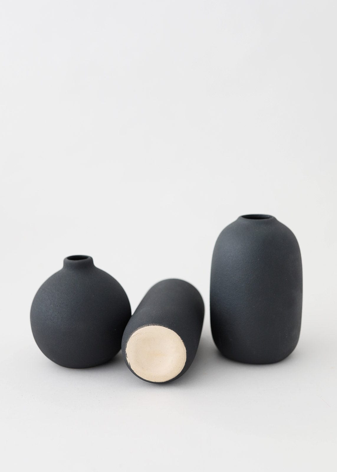 Bottom Shot of Black Ceramic Bud Vases