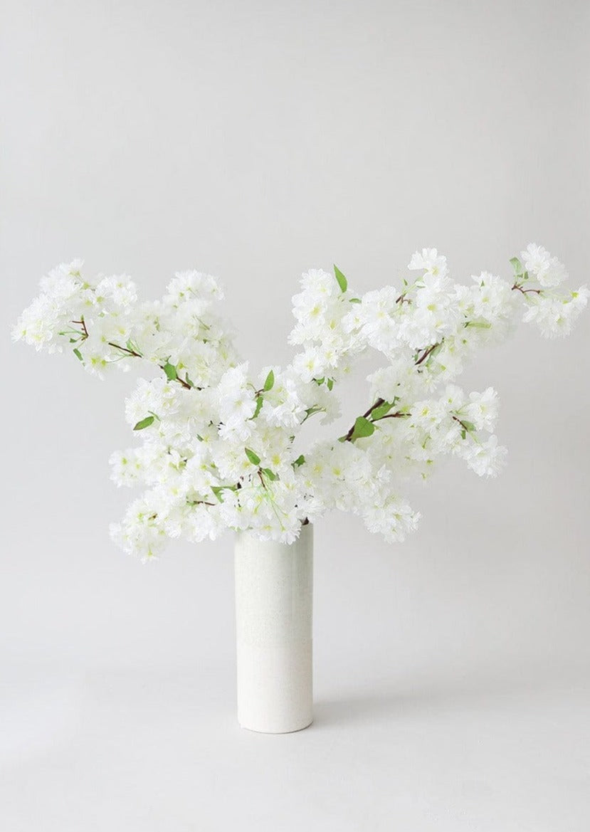 Afloral White Cherry Blossom Branches in Vase