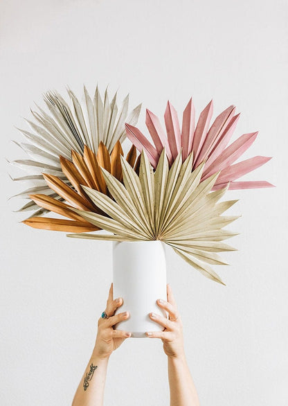 Dried Leaves Natural Sun Palms in Vase