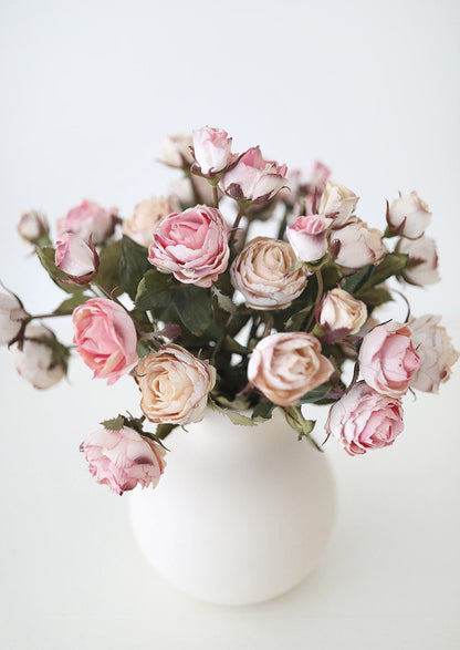 Dried Look Pink and Beige Roses in Vase