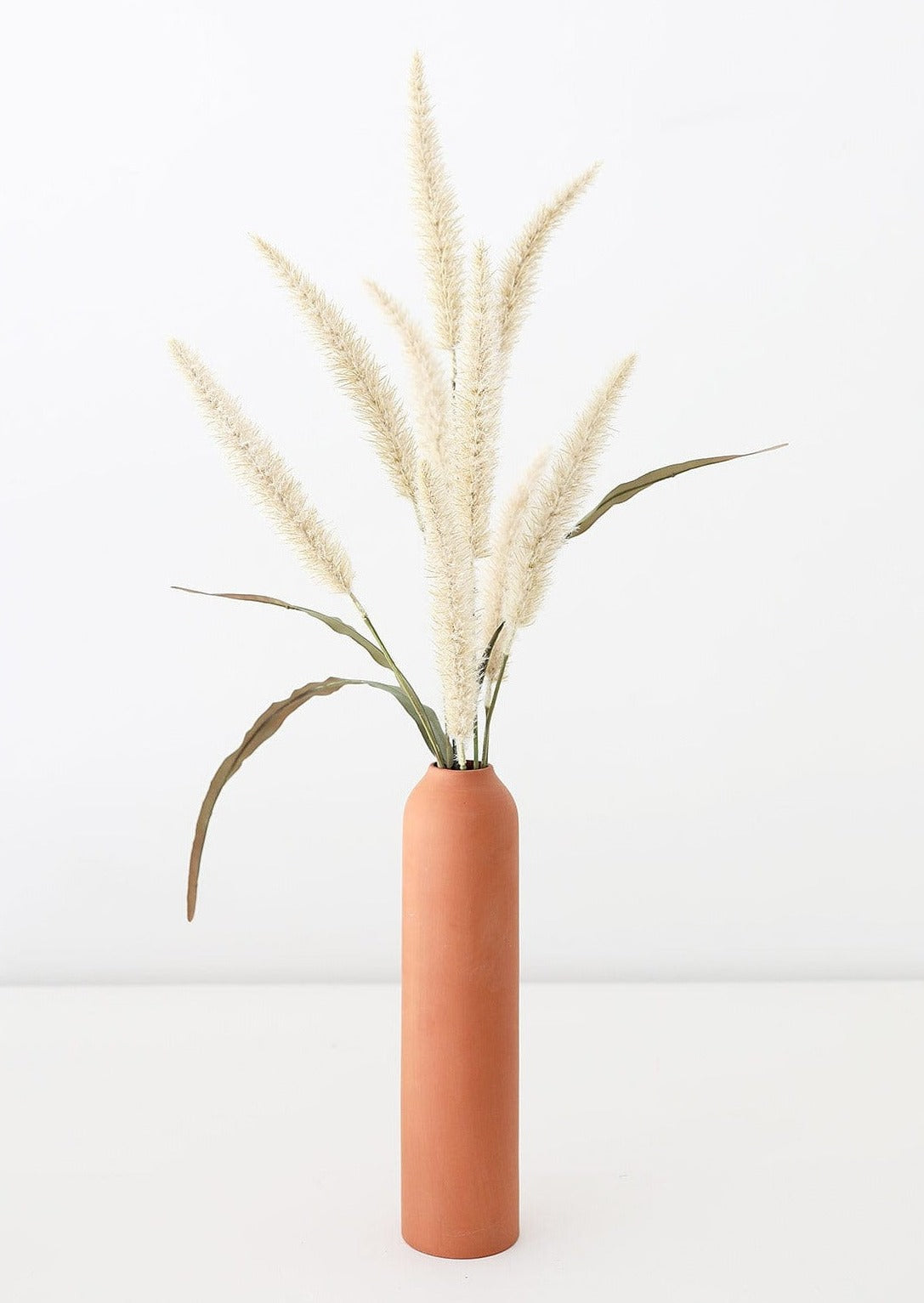 Artificial Foxtail Grasses in Terracotta Vase
