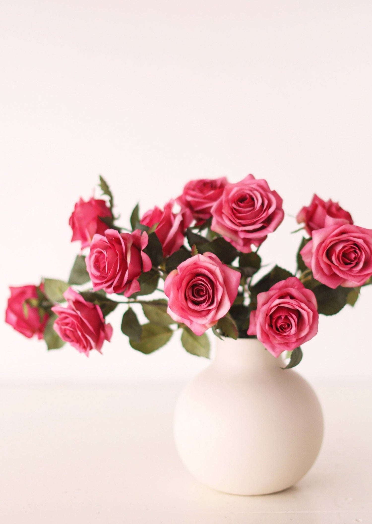 Fake Flowers Pink Roses in Vase