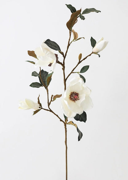 Faux Spring Flowers Magnolia Branch in Cream at Afloral