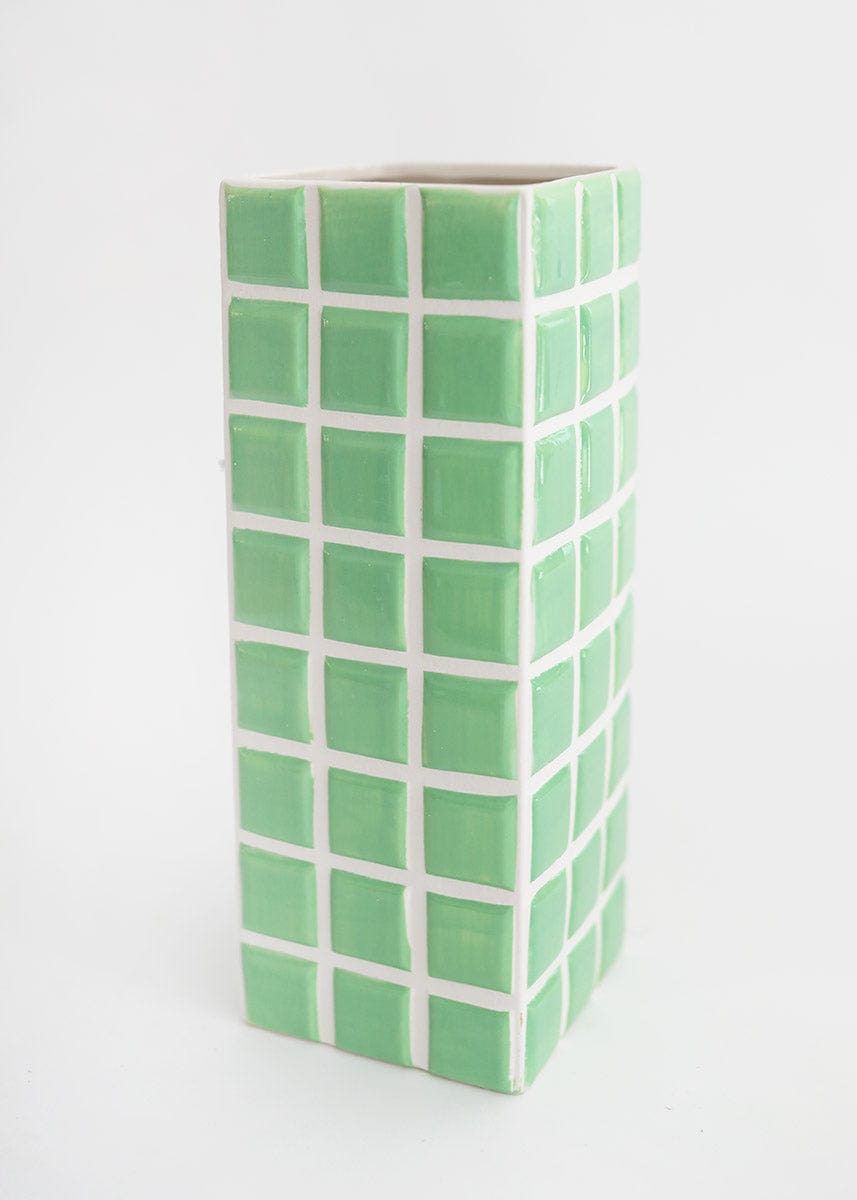 Tall Vases Dolomite Tile Vase in Mint Green