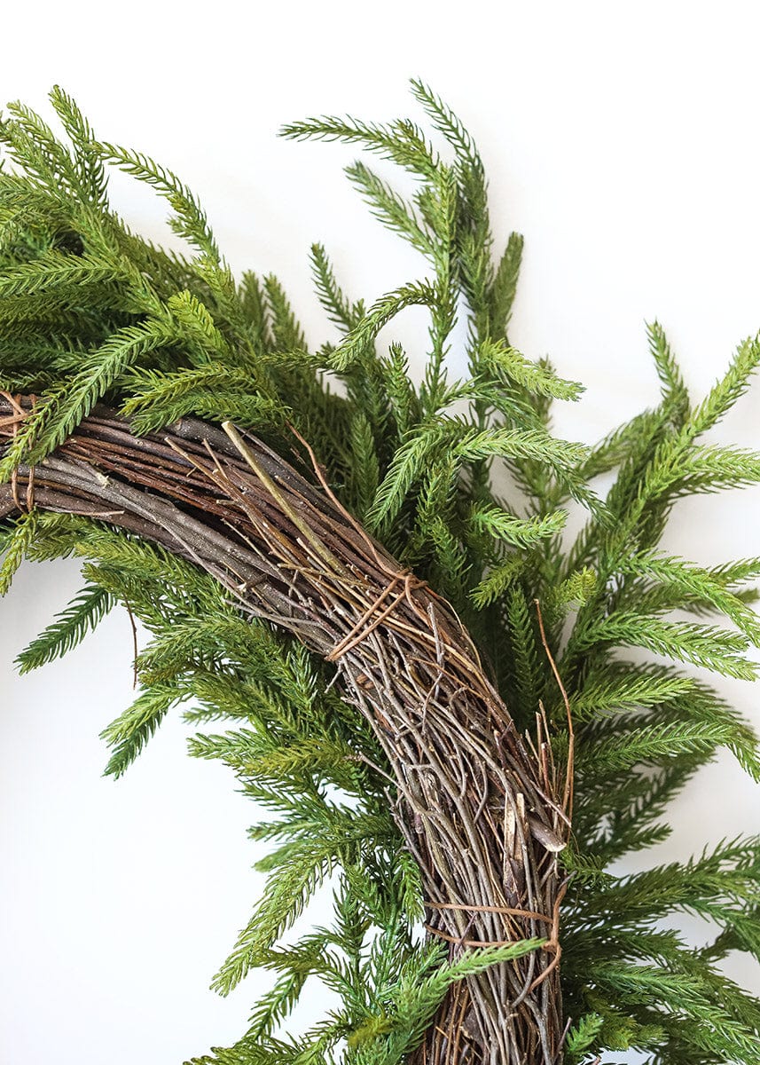 Afloral Faux Holiday Greens Real Touch Norfolk Pine Wreath