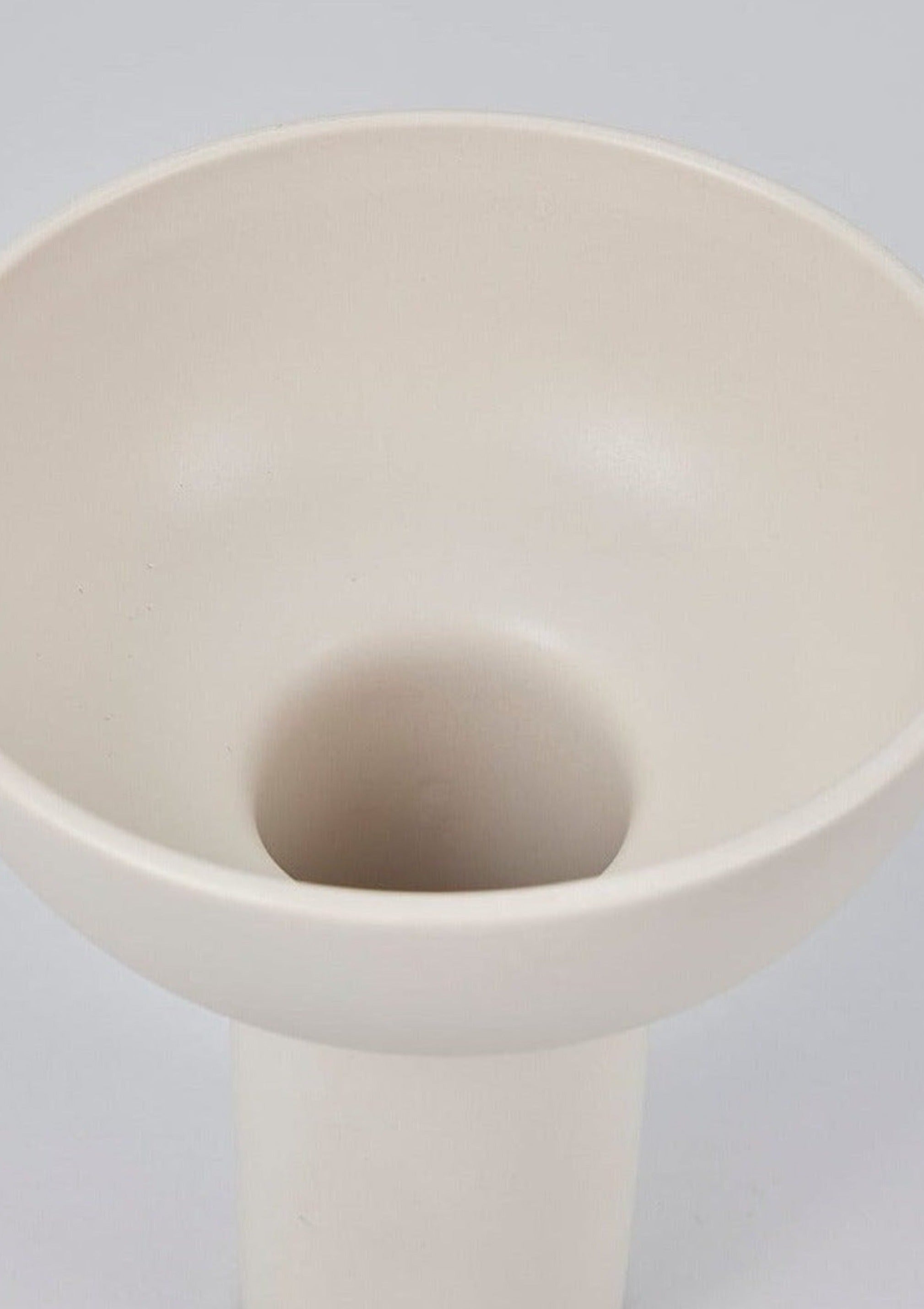 Cream Ceramic Ikebana Vase Top View
