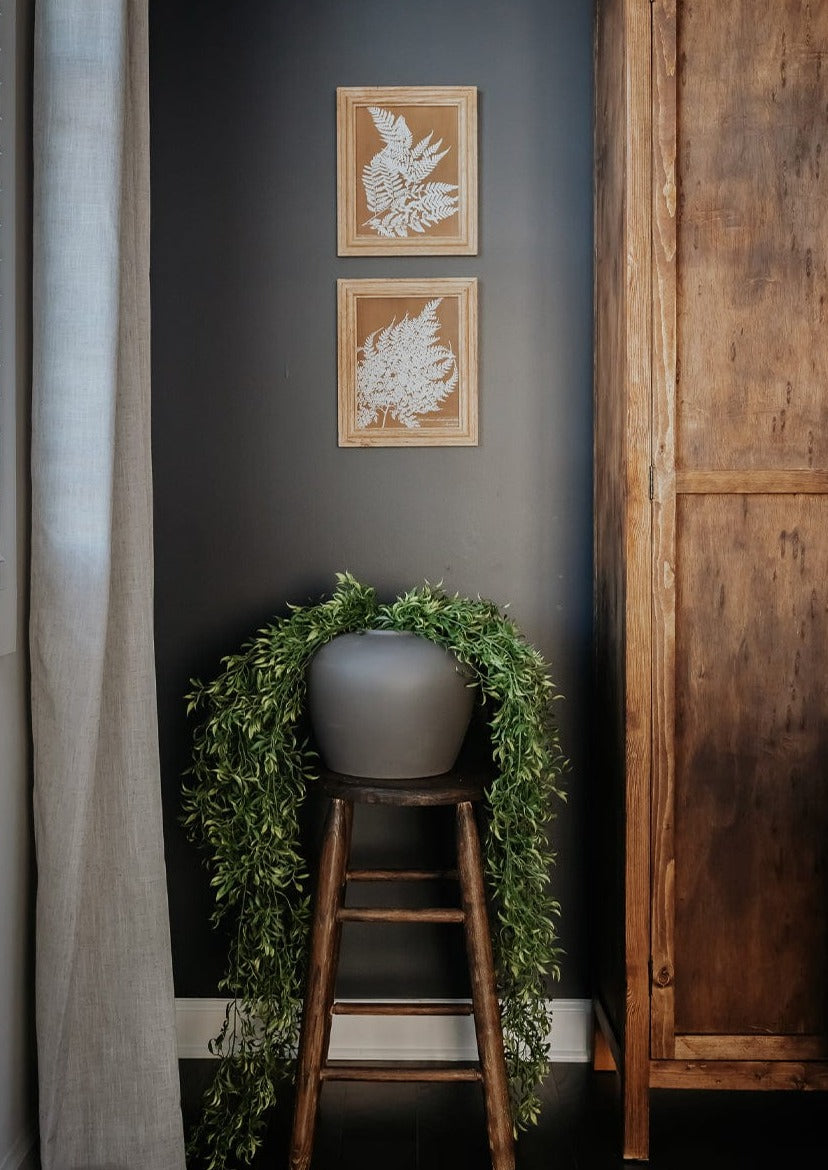 Hanging Natural Touch Ruscus Plant Styled in Slate Vase