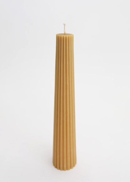 Large Fluted Candle in Natural Yellow at Afloral