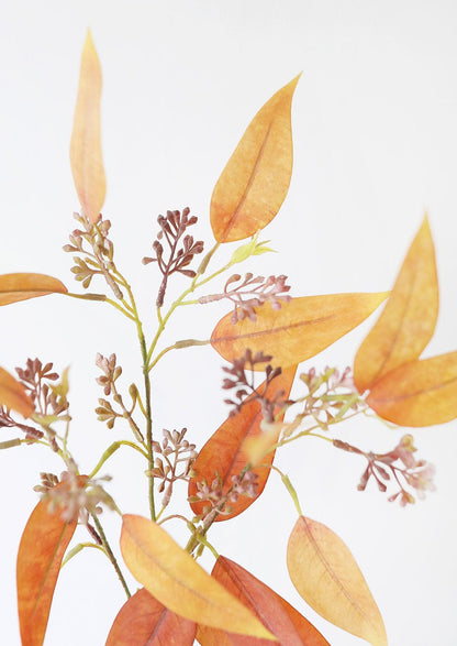 Fall Fake Terra Cotta Seeded Eucalyptus Leaves
