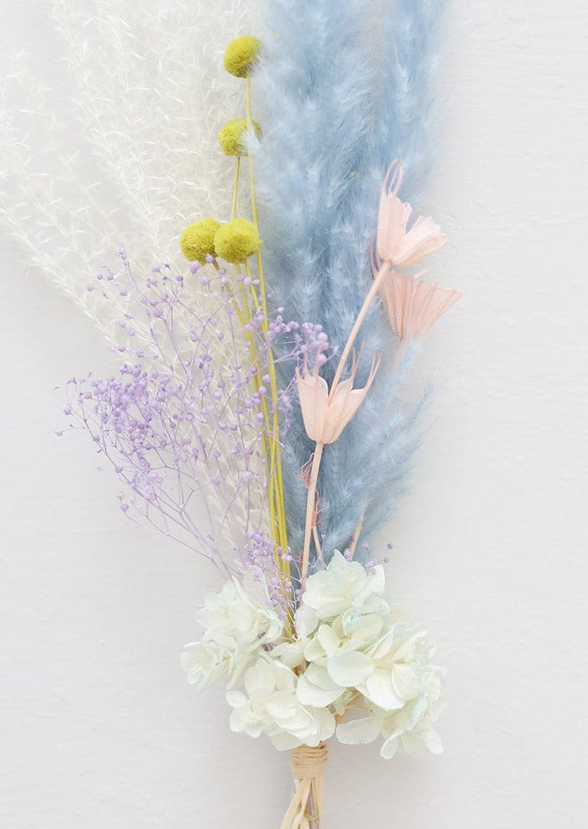 Pastel Blue Pink and Purple Dried Flower Bundle