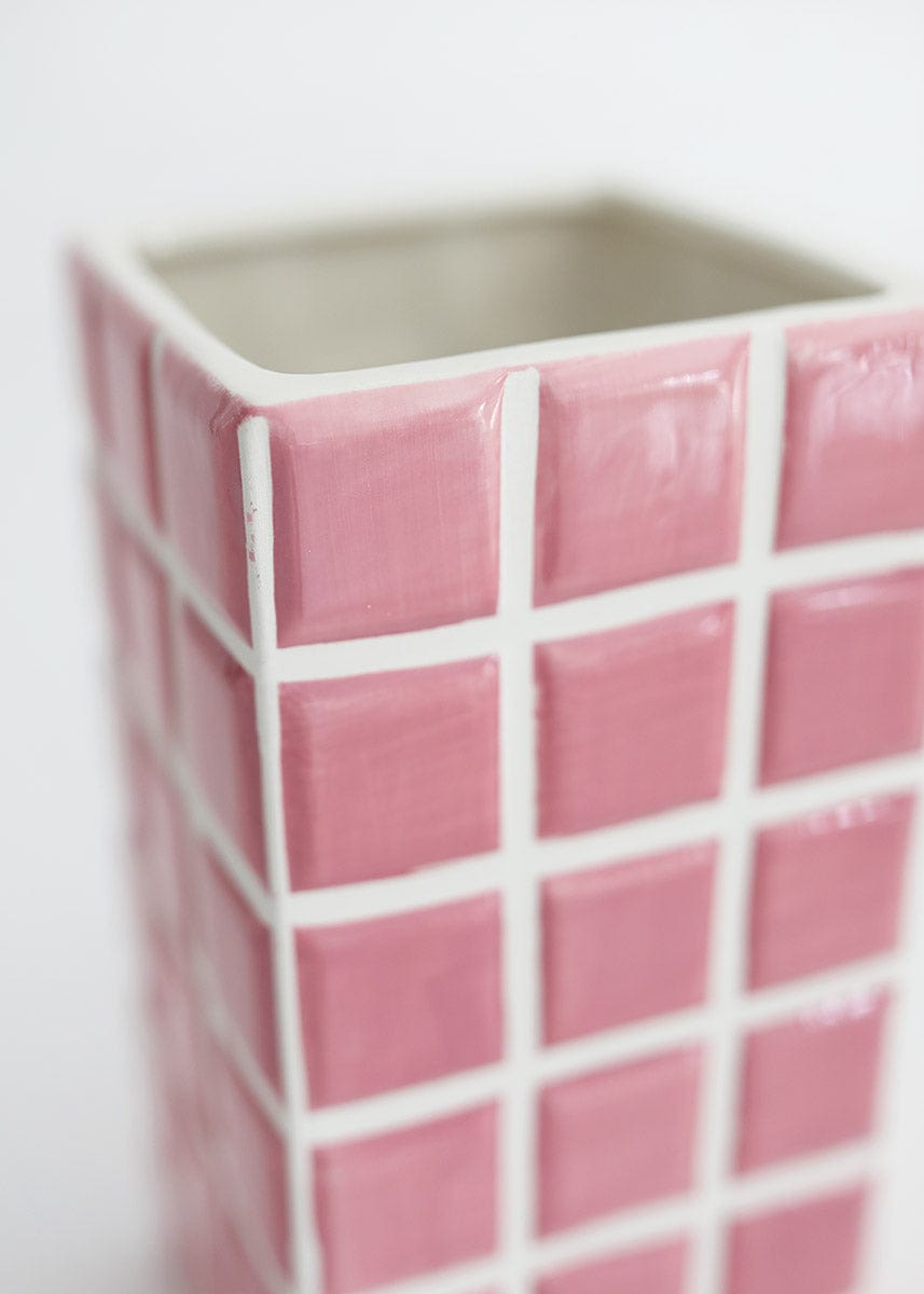 Pink Tiled Dolomite Vase