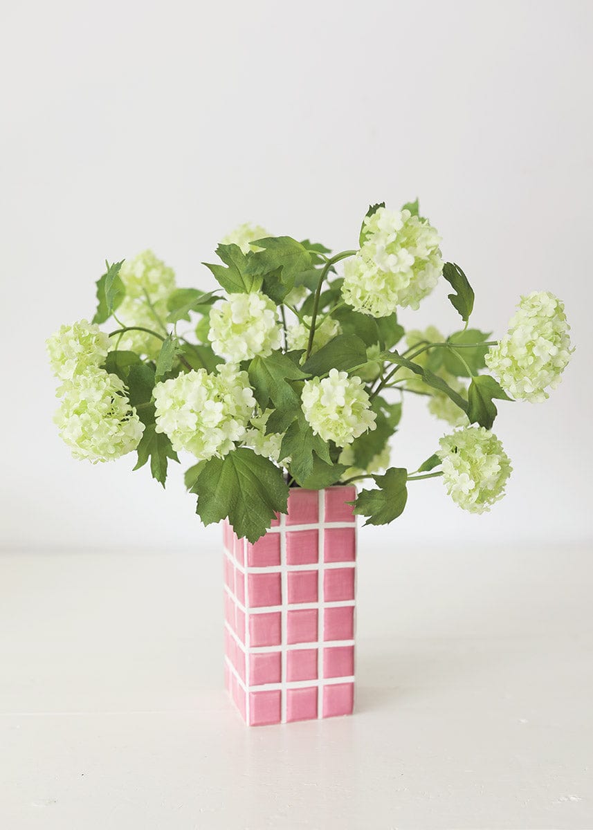 Artificial Snowballs Styled in Pink Dolomite Vase