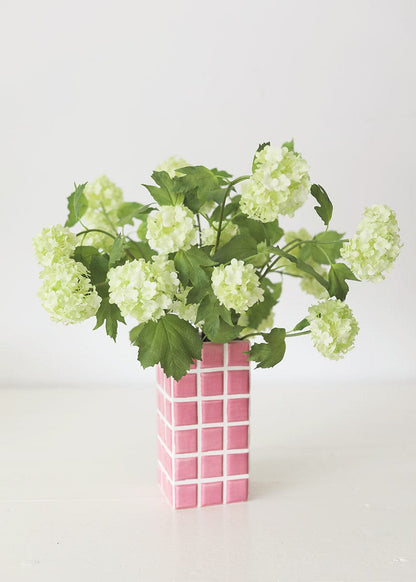Artificial Snowballs Styled in Pink Dolomite Vase