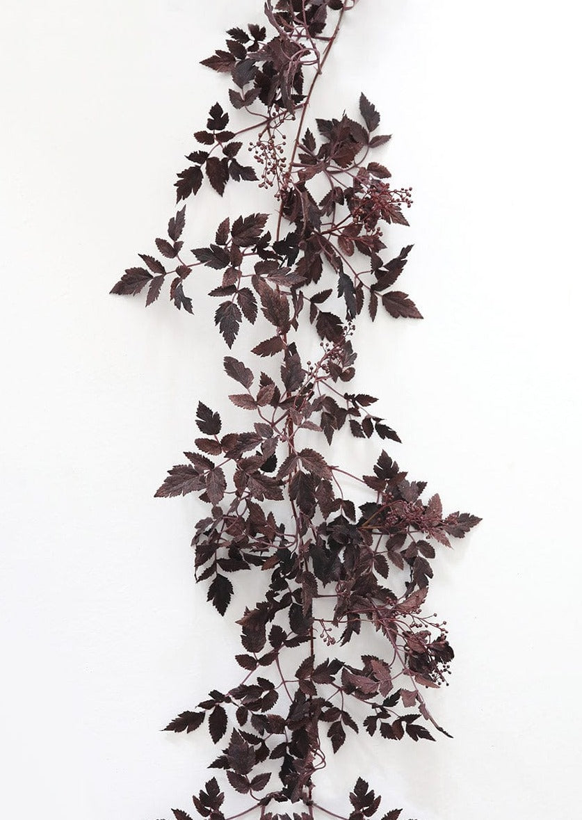 Fall Decor Fake Purple Cimicifuga Leaf Garland at Afloral
