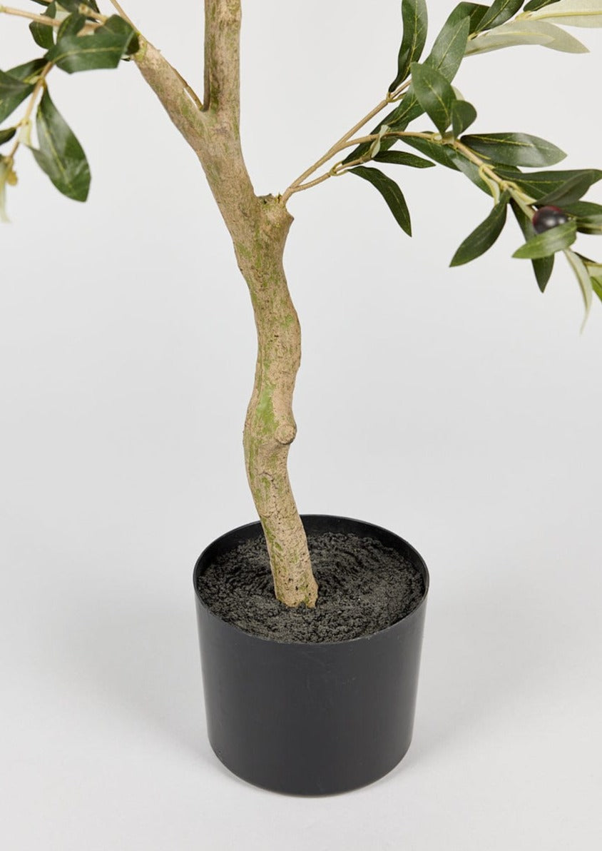 Natural-Looking Faux Potted Olive Tree Plant
