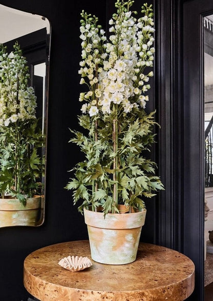 Afloral Tall Cream Delphinium Flowers in Pot
