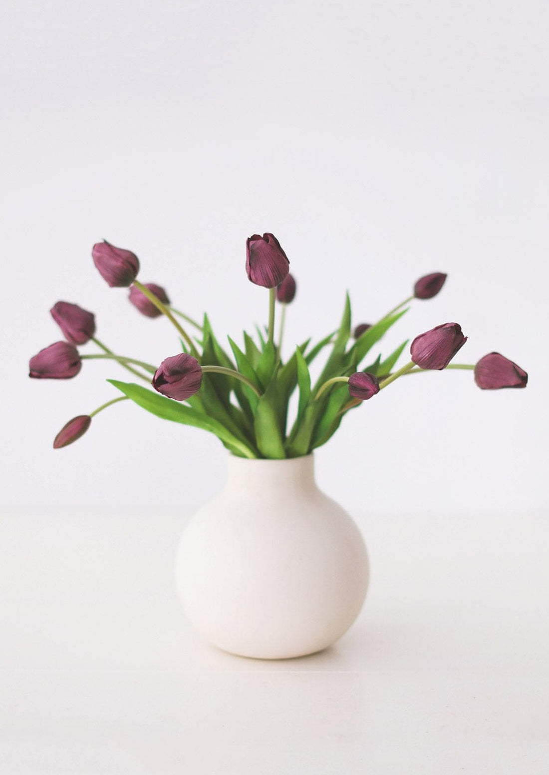 Real Touch Purple Tulips Styled in Vase