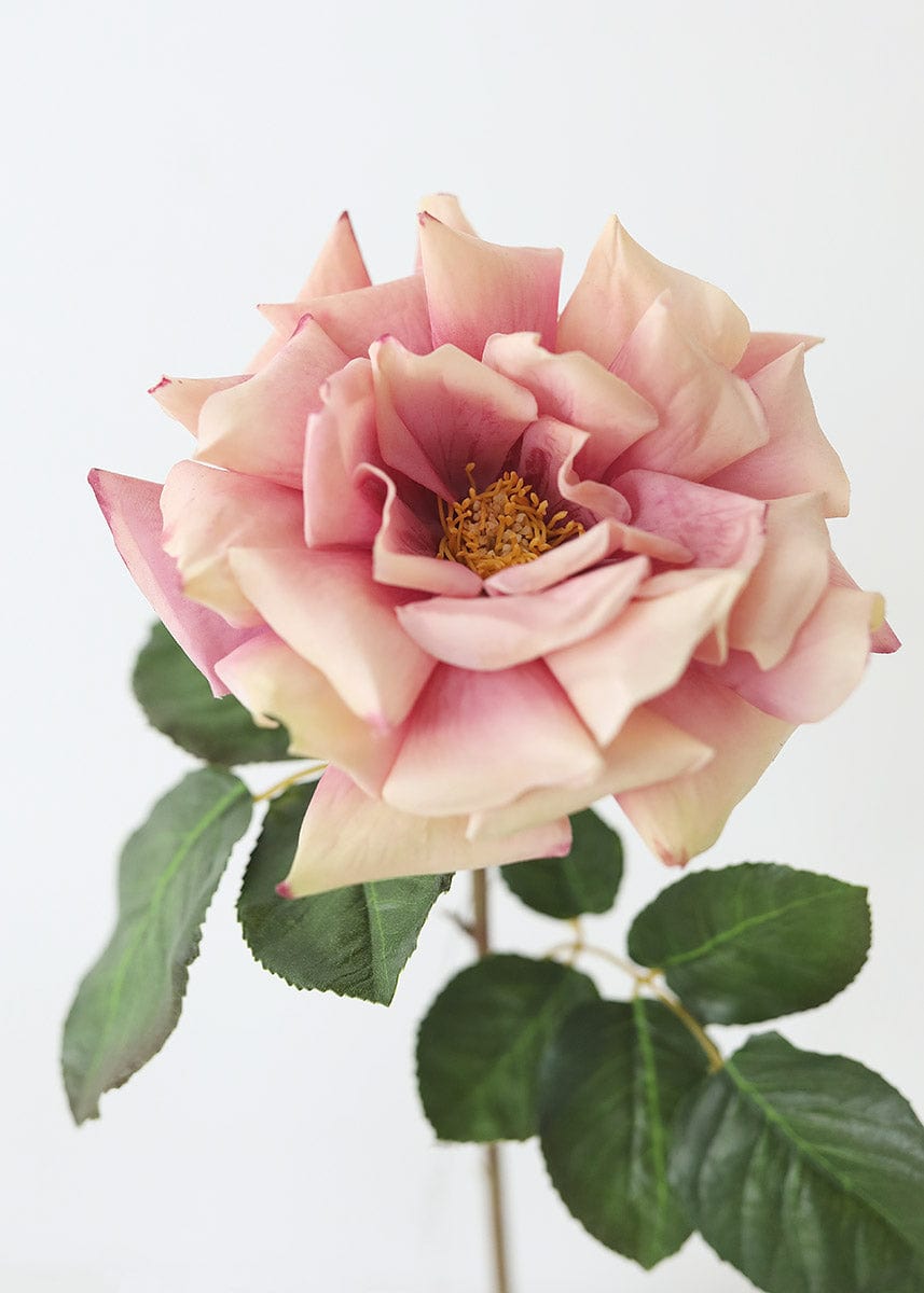 Dusty Mauve Open Artificial Rose Real Touch Flowers