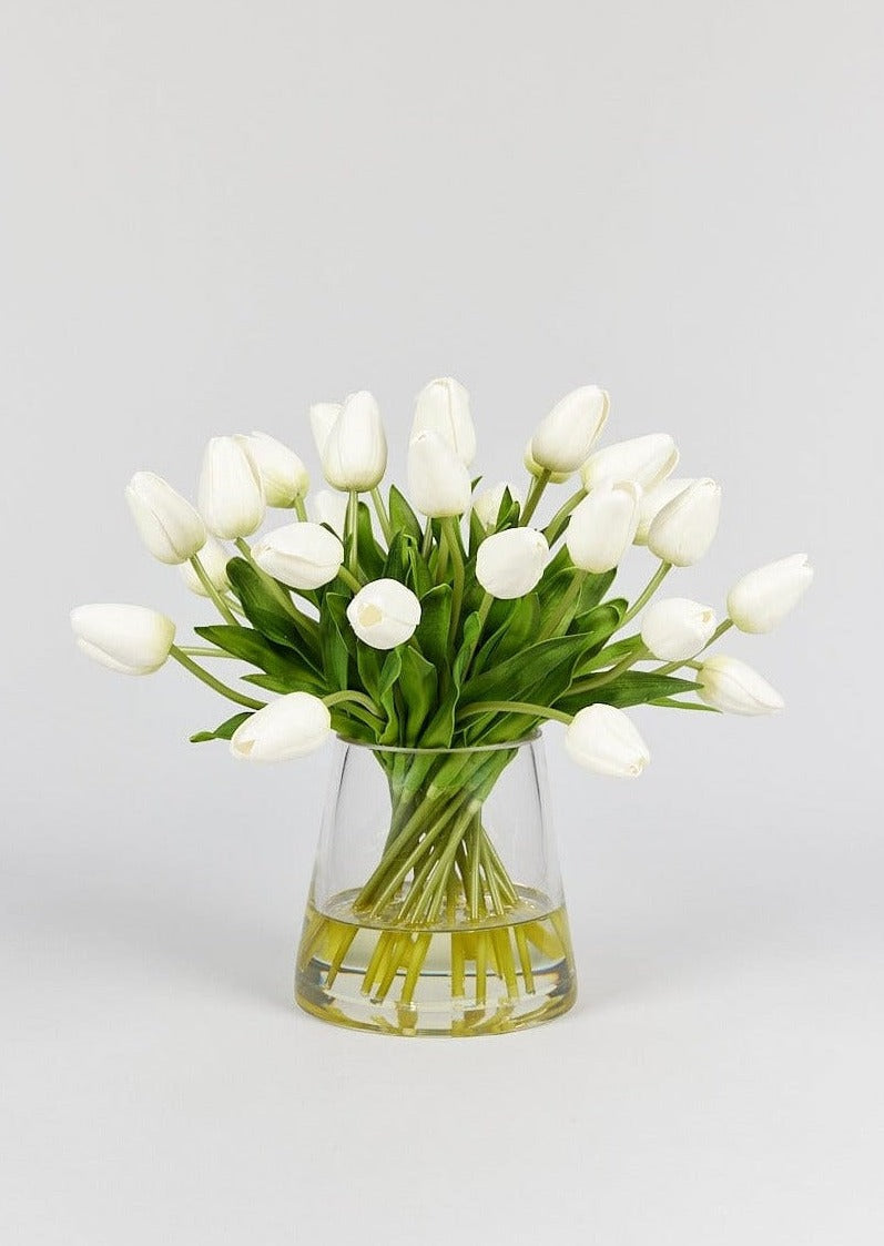 Artificial Flower Arrangements White Tulips in Vase at Afloral