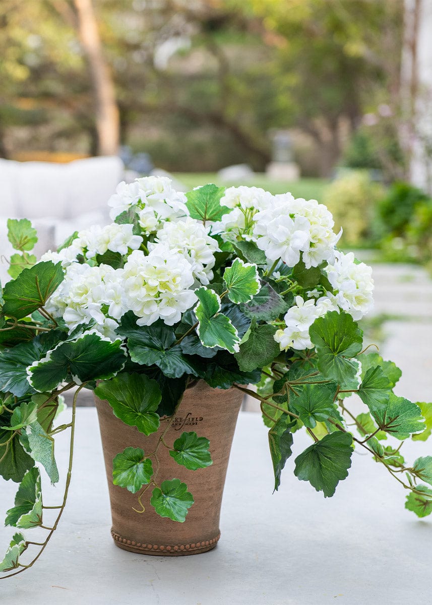 Wakefield Terracotta Planter with Artificial Geraniums