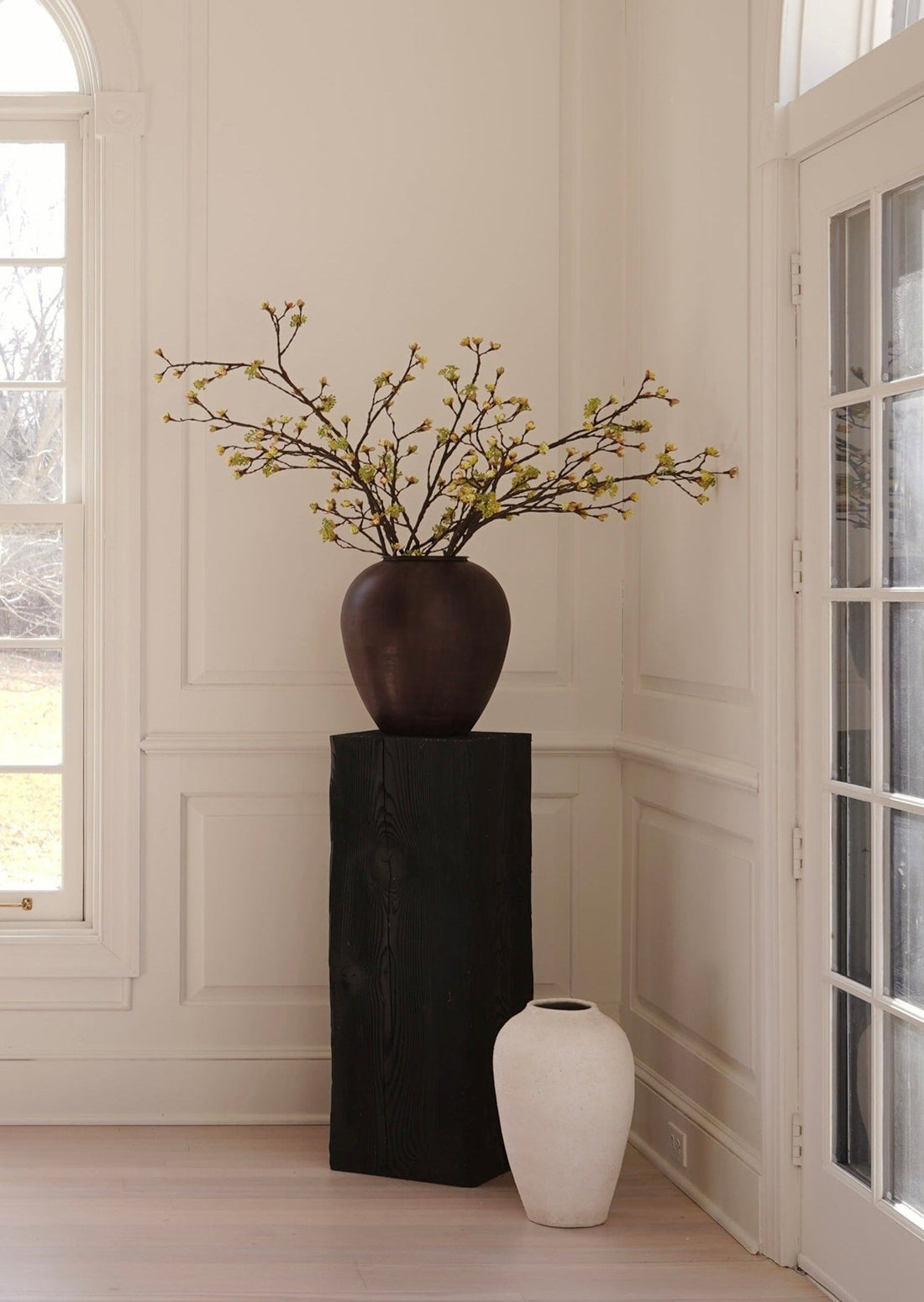 Afloral Artificial Branches Styled in Large Brass Vase